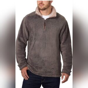 Trinity Cozy brown  1/4 zip Faux Fur Plush pullover mock neck , size XL